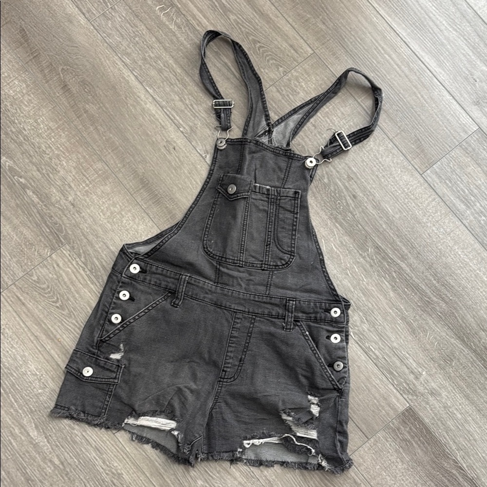 No Boundaries Black Denim Romper